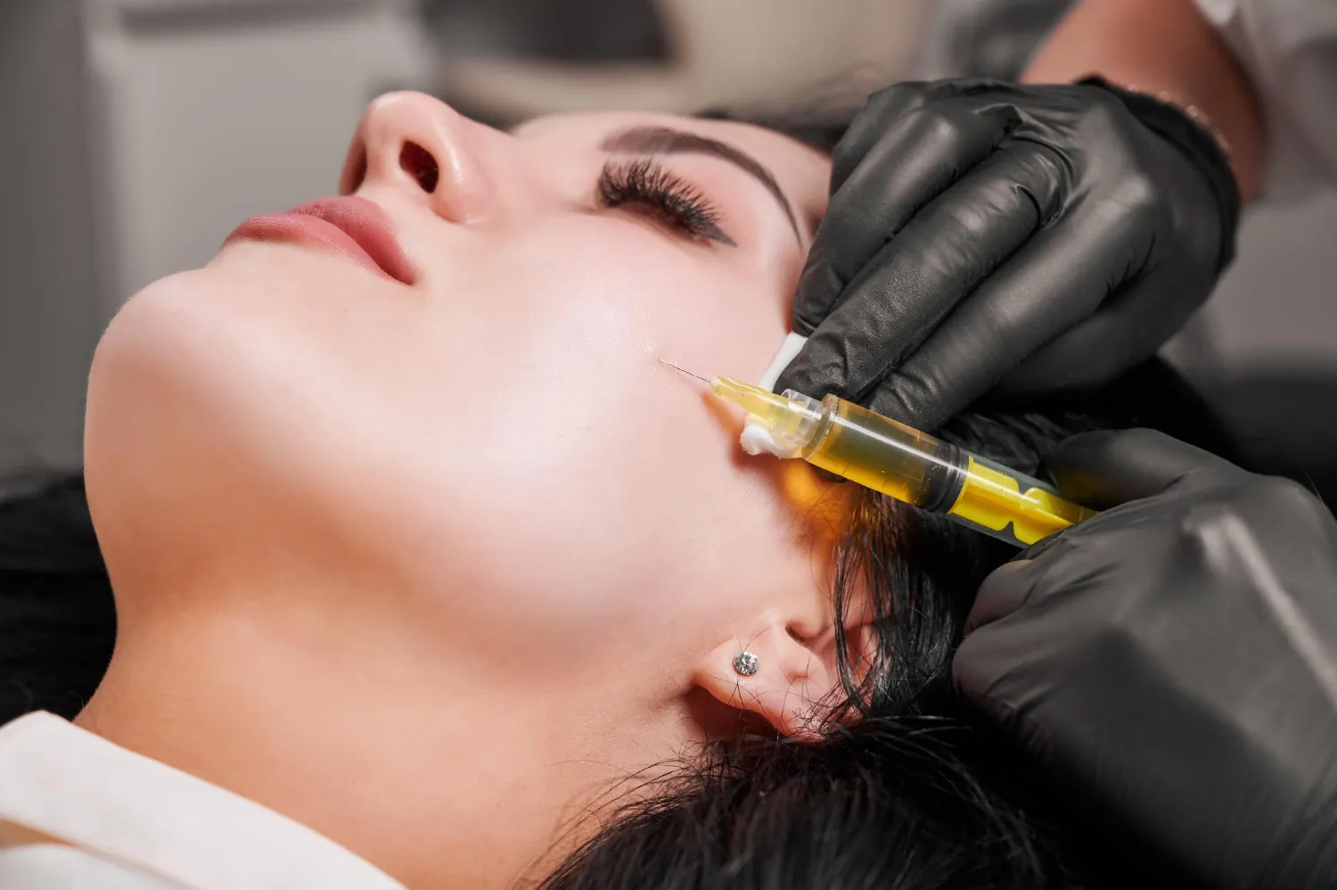 medical dermatology woman mesotherapy-injection-by dermatologist